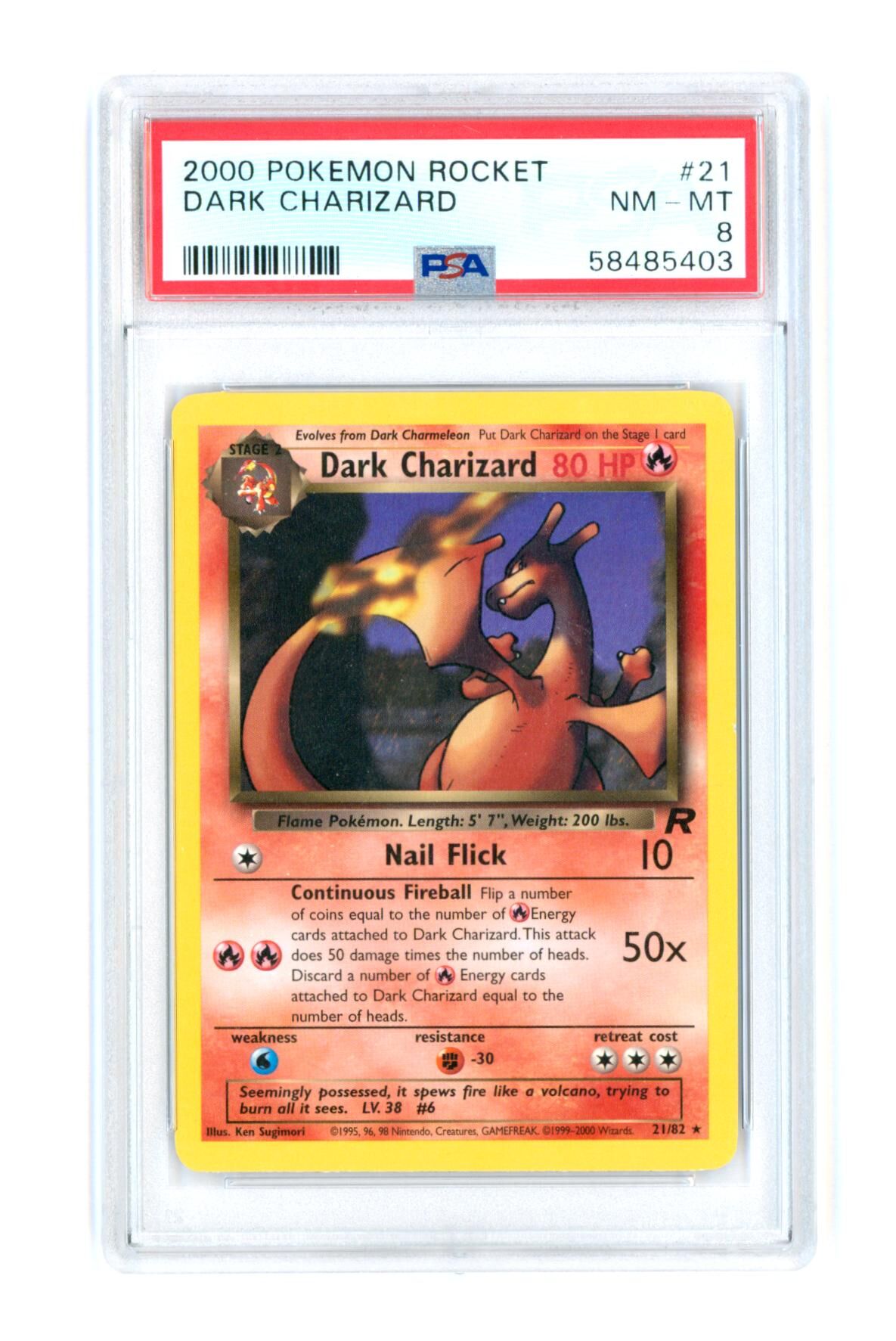Dark Charizard 21/82 - Rocket - 2000 - PSA 8 NM-MT - Pokémon