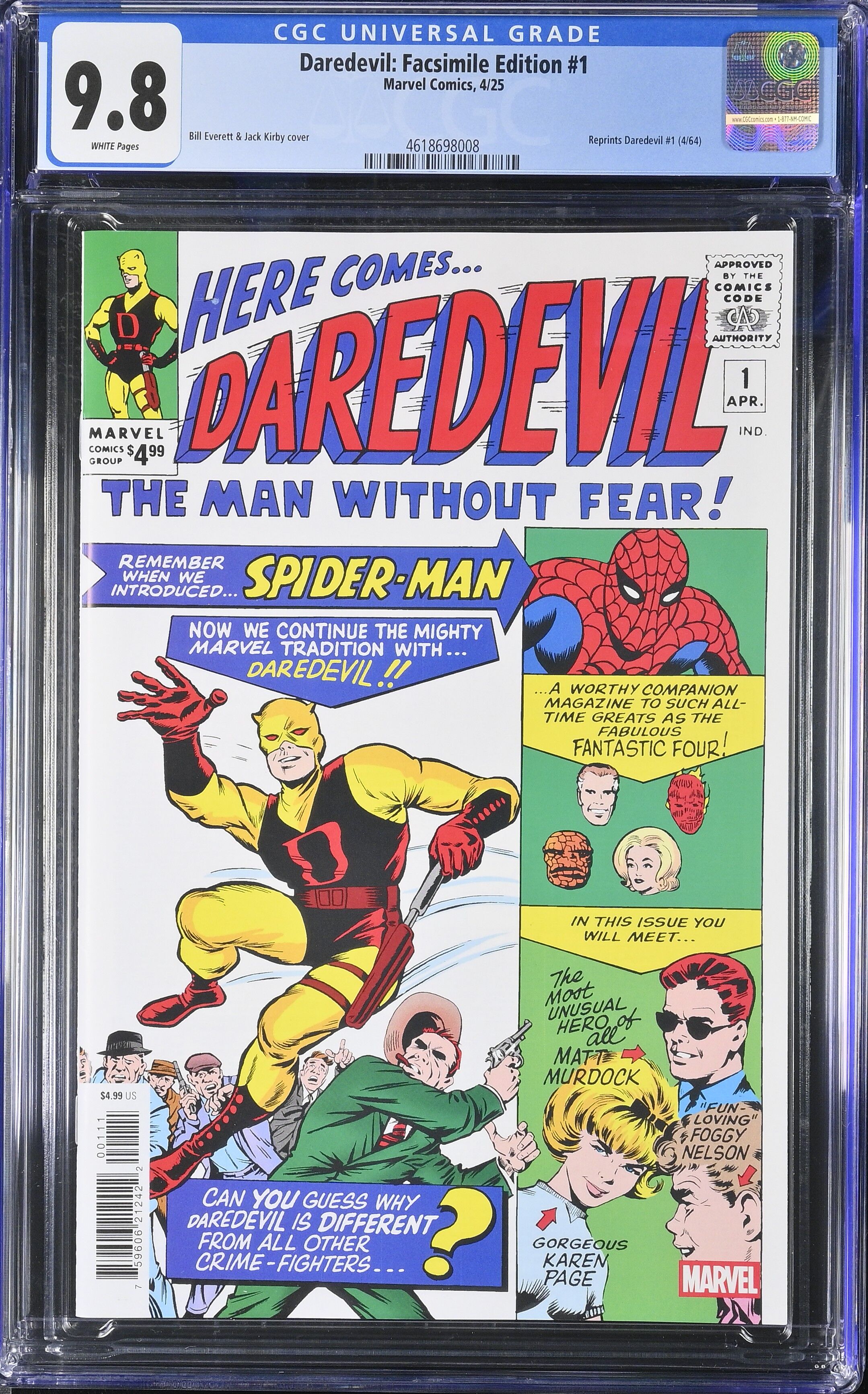 Daredevil: Facsimile Edition Issue 1 - CGC 9.8 Daredevil: Facsimile Edition Issue 1 - CGC 9.8