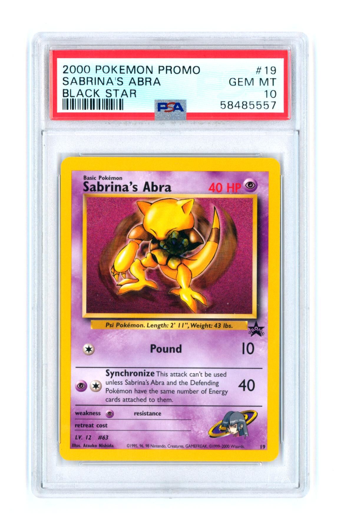 Sabrina's Abra #19 - Black Star - Promo - PSA 10 GEM MT - Pokémon Sabrina's Abra #19 - Black Star - Promo - PSA 10 GEM MT - Pokémon