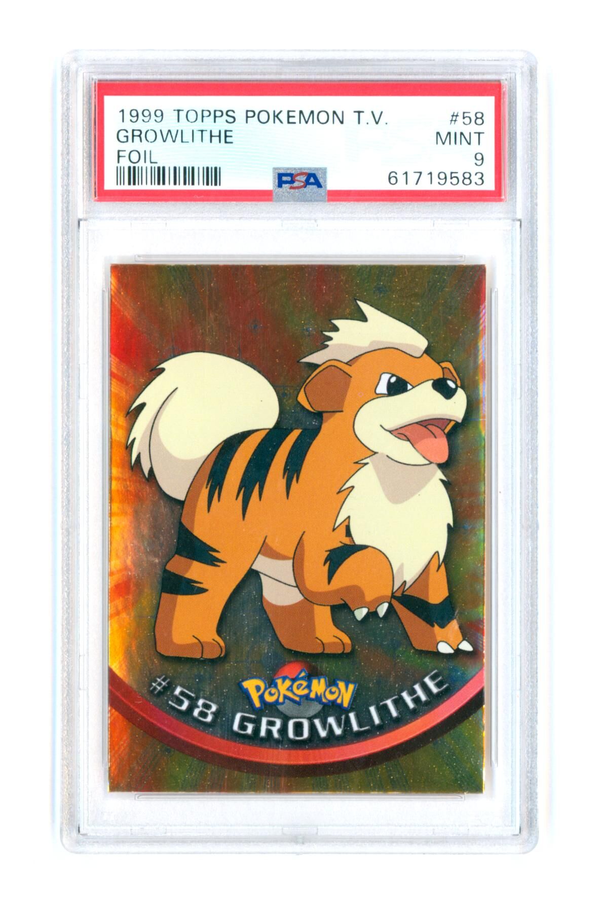 Growlithe #58 - Foil - Topps T.V. - 1999 - PSA 9 MINT - Pokémon