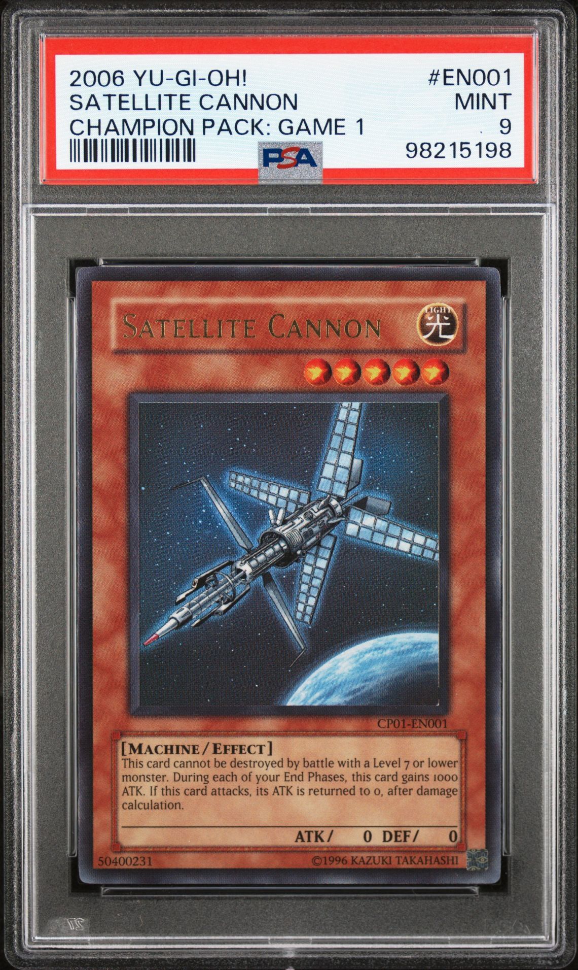 2006 YU-GI-OH! CHAMPION PACK: GAME 1 EN001 SATELLITE CANNON - PSA 9 MINT - Yu-Gi-Oh! 2006 YU-GI-OH! CHAMPION PACK: GAME 1 EN001 SATELLITE CANNON - PSA 9 MINT - Yu-Gi-Oh!