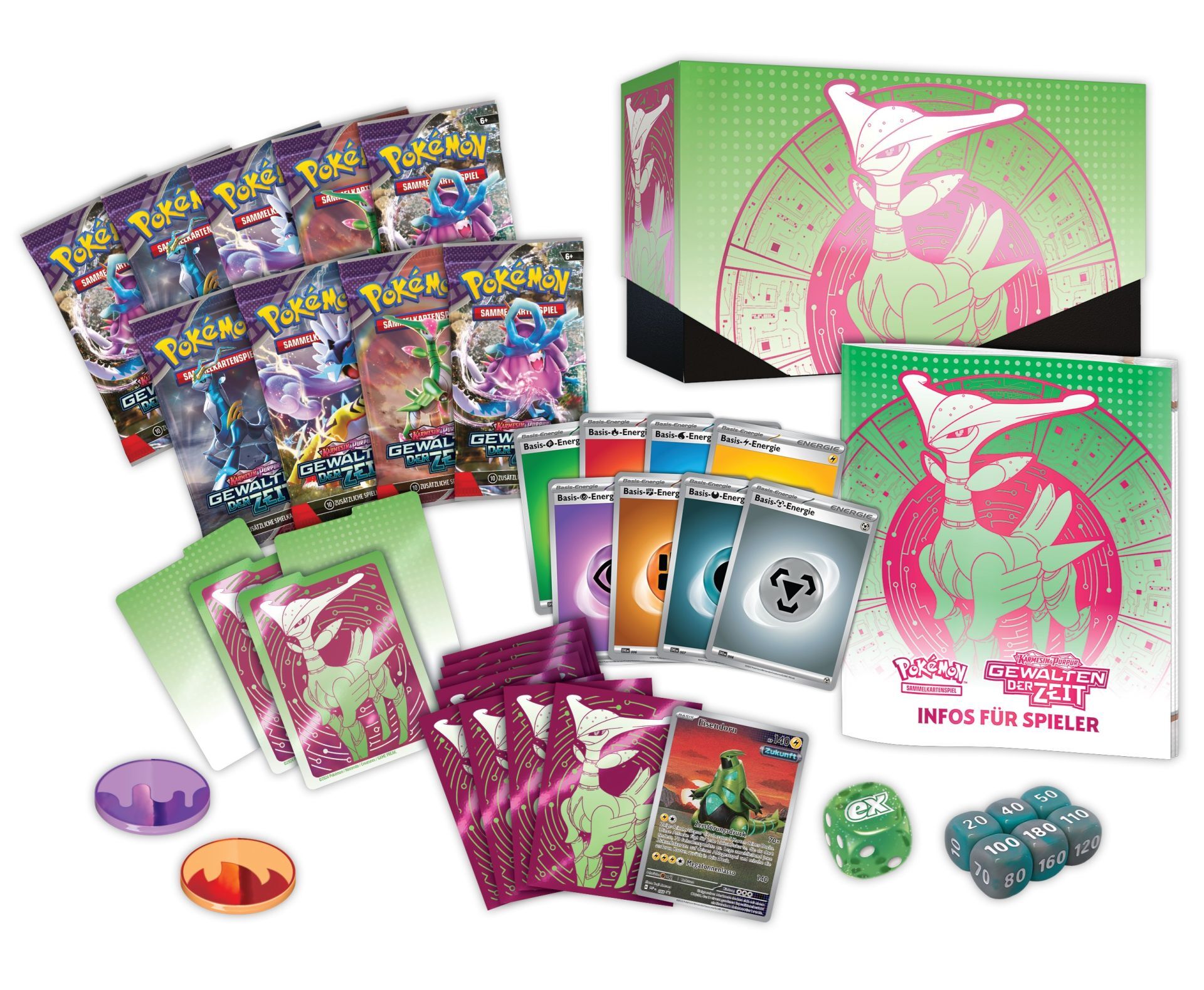 Pokémon TCG: Karmesin & Purpur Gewalten der Zeit Top-Trainer-Box (Eisenblatt) - DE