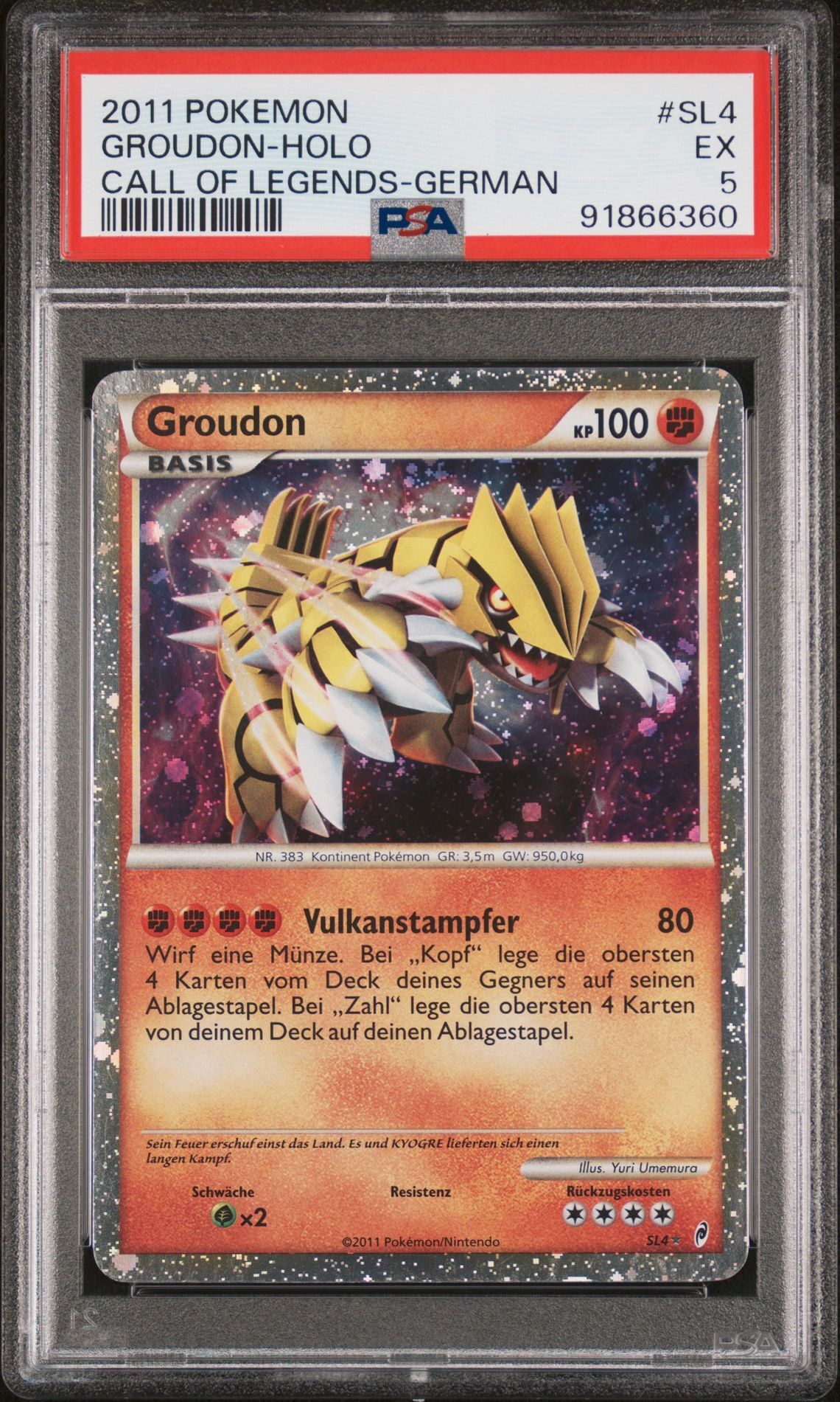2011 POKEMON CALL OF LEGENDS SL4 GROUDON-HOLO GERMAN - PSA 5 EX - Pokémon