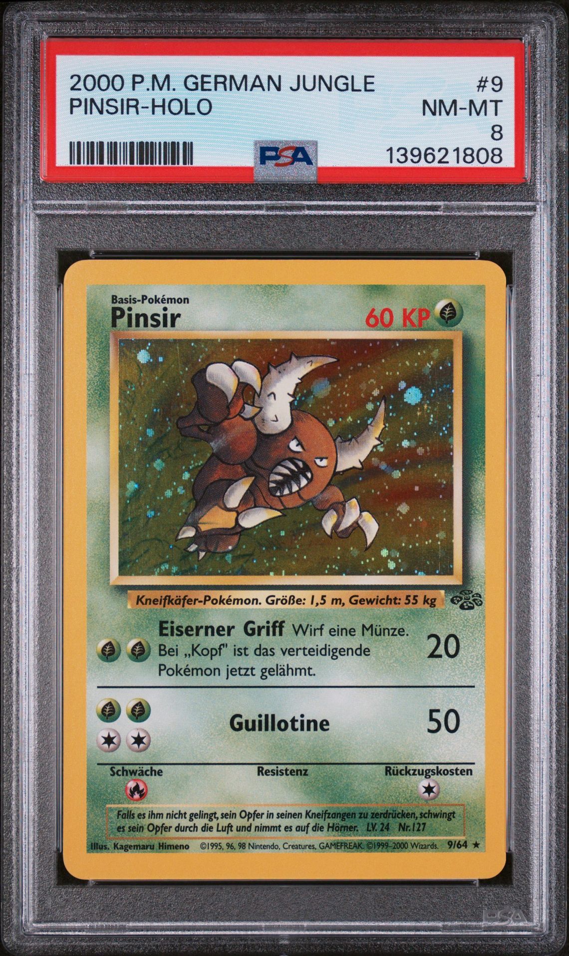2000 POKEMON GERMAN JUNGLE #9 PINSIR-HOLO - PSA 8 NM-MT - Pokemon 2000 POKEMON GERMAN JUNGLE #9 PINSIR-HOLO - PSA 8 NM-MT - Pokemon