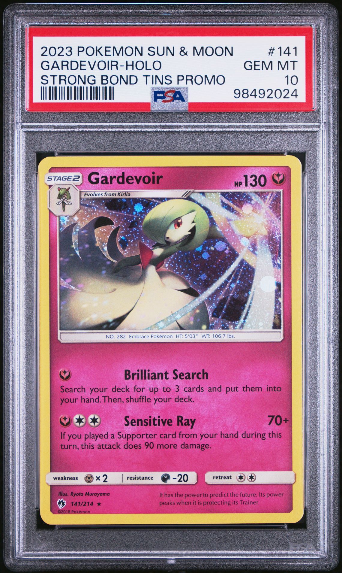 2023 POKEMON SUN & MOON STRONG BOND TINS PROMO #141 GARDEVOIR-HOLO - PSA 10 GEM-MT - Pokemon