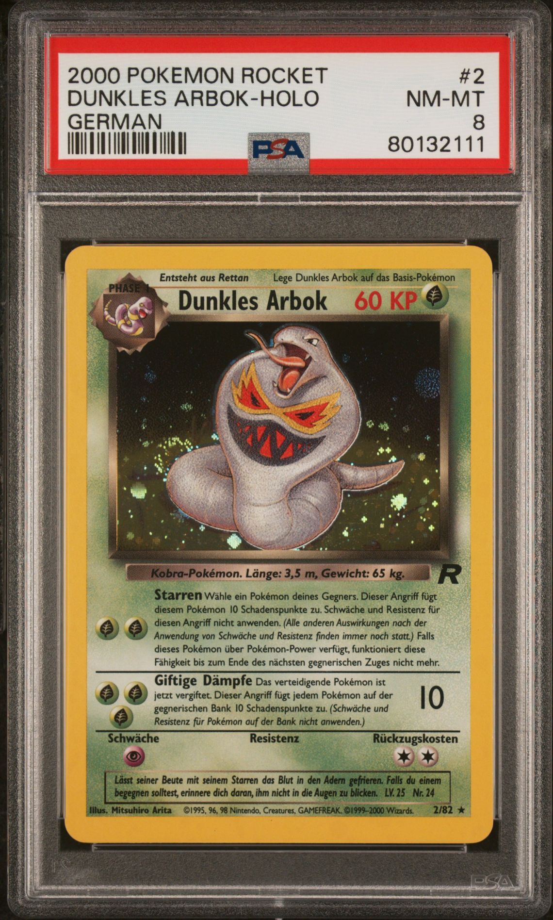 2000 POKEMON ROCKET 2 DUNKLES ARBOK-HOLO GERMAN - PSA 8 NM-MT 2000 POKEMON ROCKET 2 DUNKLES ARBOK-HOLO GERMAN - PSA 8 NM-MT