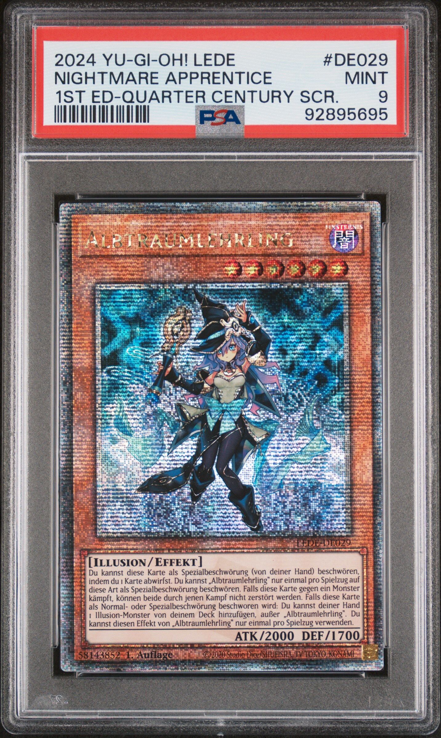 2024 YU-GI-OH! GERMAN LEDE-LEGACY OF DESTRUCTION DE029 NIGHTMARE APPRENTICE 1ST EDITION-QUARTER CENTURY SECRET RARE - PSA 9 MINT - Yu-Gi-Oh! 2024 YU-GI-OH! GERMAN LEDE-LEGACY OF DESTRUCTION DE029 NIGHTMARE APPRENTICE 1ST EDITION-QUARTER CENTURY SECRET RARE - PSA 9 MINT - Yu-Gi-Oh!