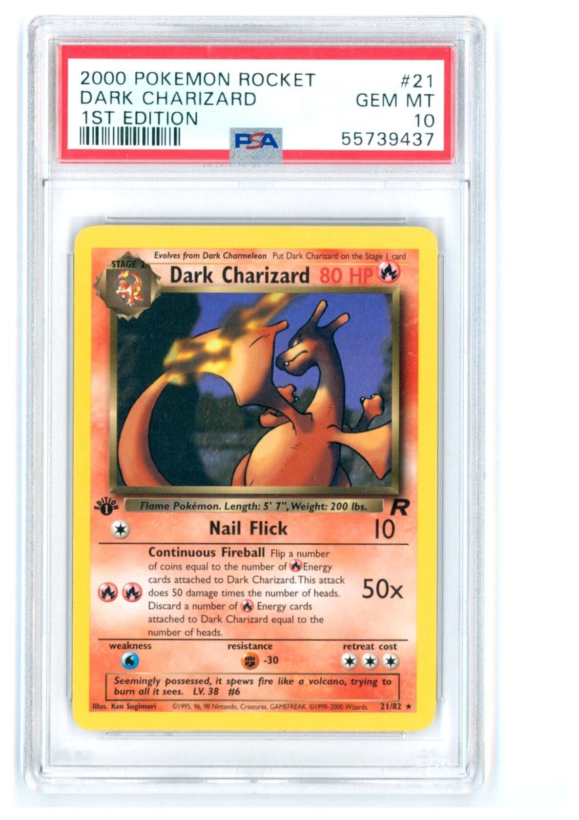 Dark Charizard #21 - 2000 Pokemon Rocket - 1st Edition - PSA 10 GEM-MT - Pokemon