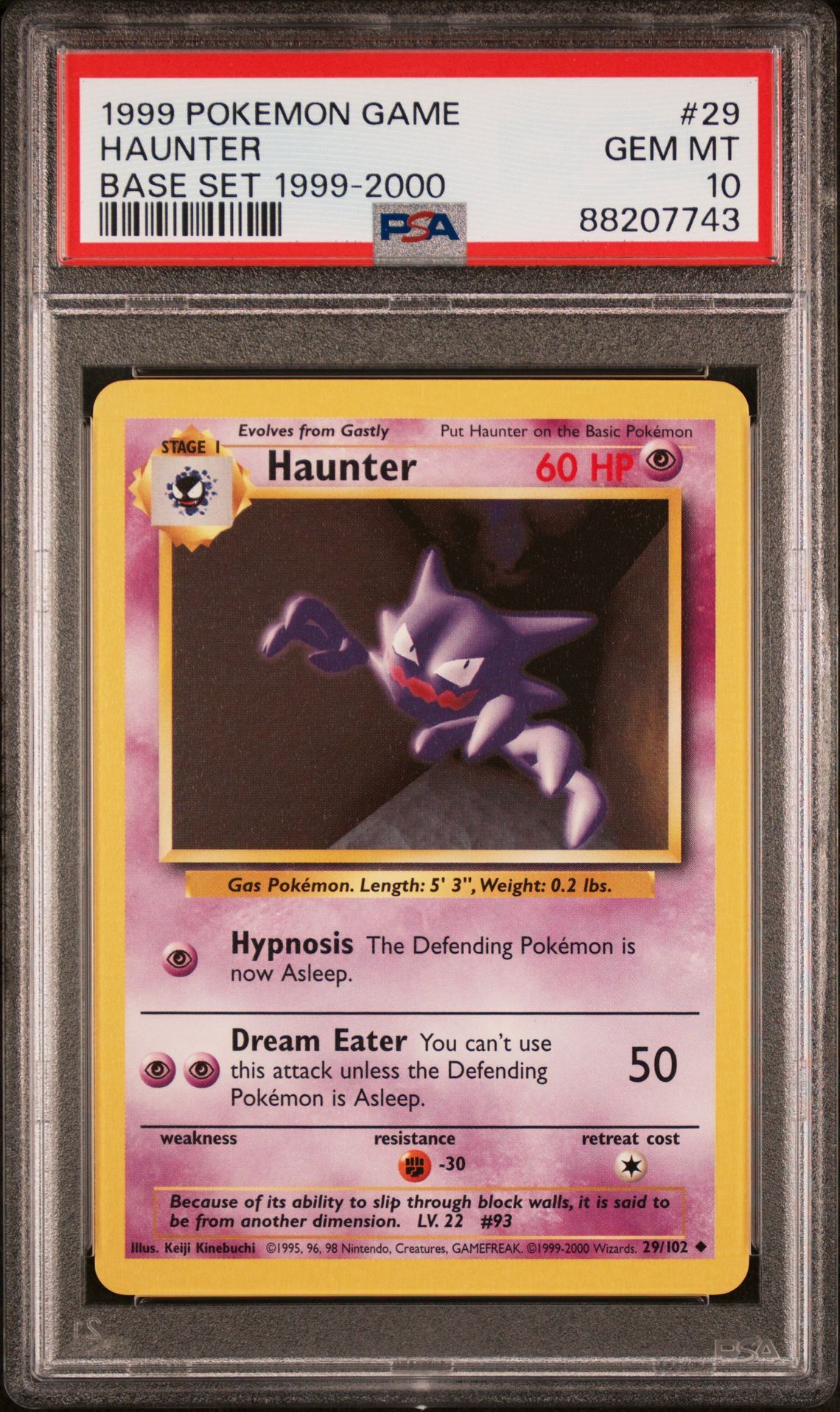 1999 POKEMON GAME 29 HAUNTER BASE SET 1999-2000 - PSA 10 GEM-MT - Pokémon 1999 POKEMON GAME 29 HAUNTER BASE SET 1999-2000 - PSA 10 GEM-MT - Pokémon