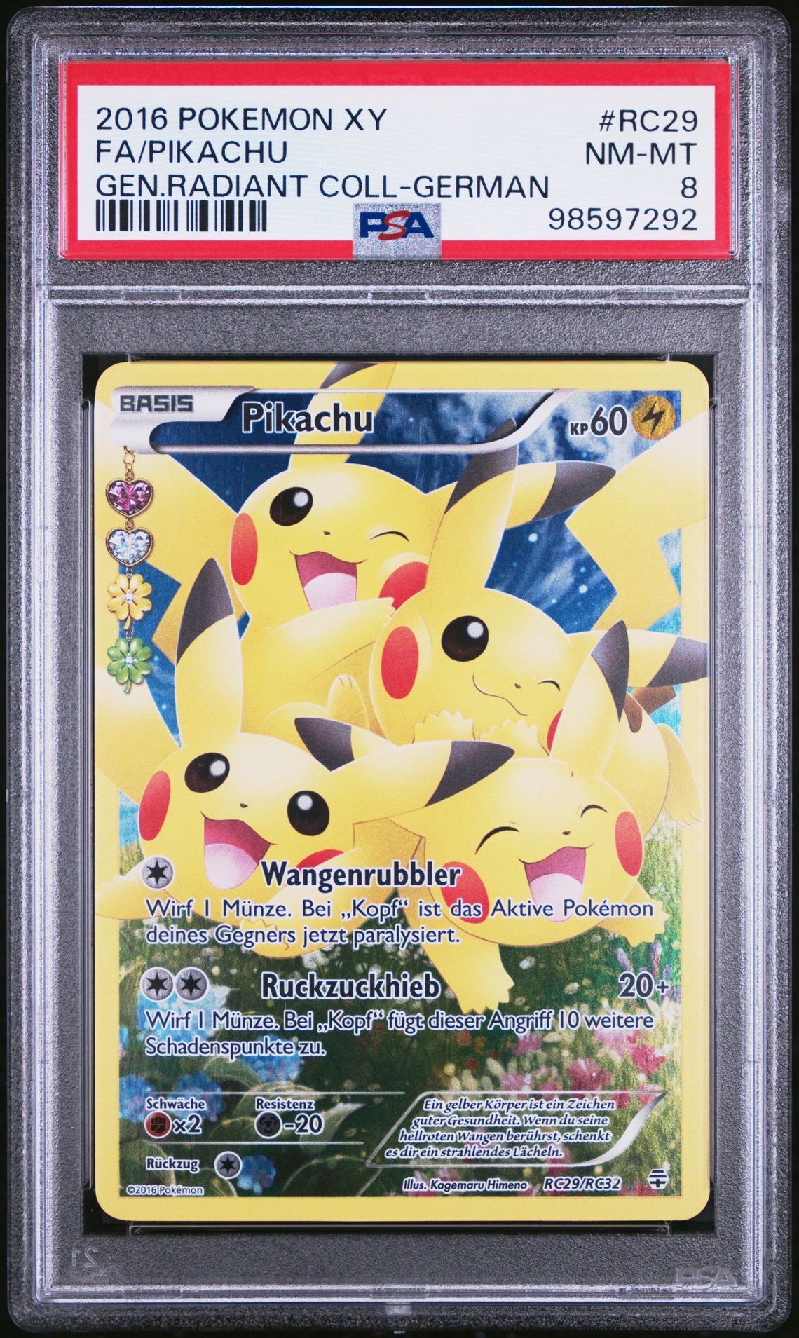 2016 POKEMON XY GENERATIONS RADIANT COLLECTION RC29 FULL ART/PIKACHU GERMAN - PSA 8 NM-MT - Pokémon