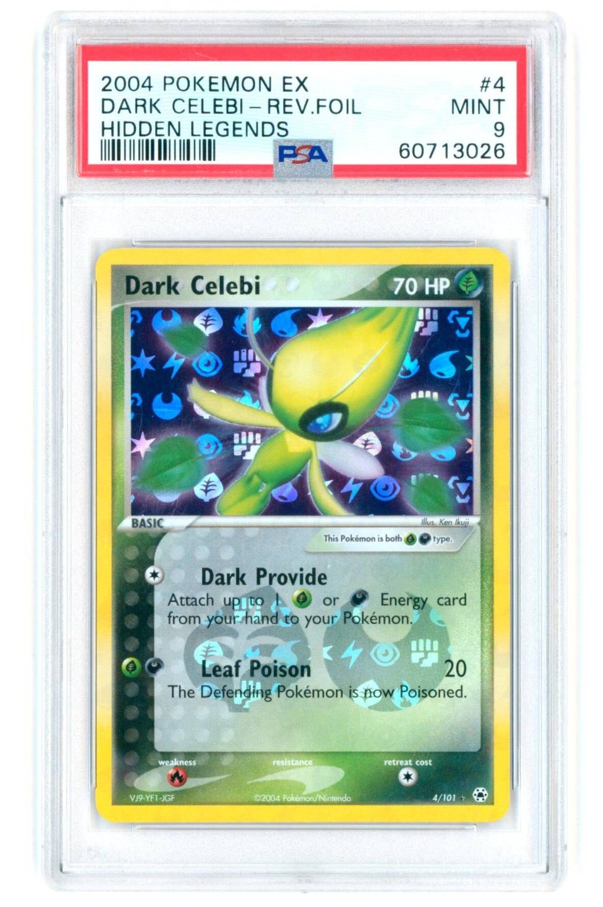 Dark Celebi #4 - ex Hidden Legends - Reverse Holo - PSA 9 MINT - Pokemon Dark Celebi #4 - ex Hidden Legends - Reverse Holo - PSA 9 MINT - Pokemon