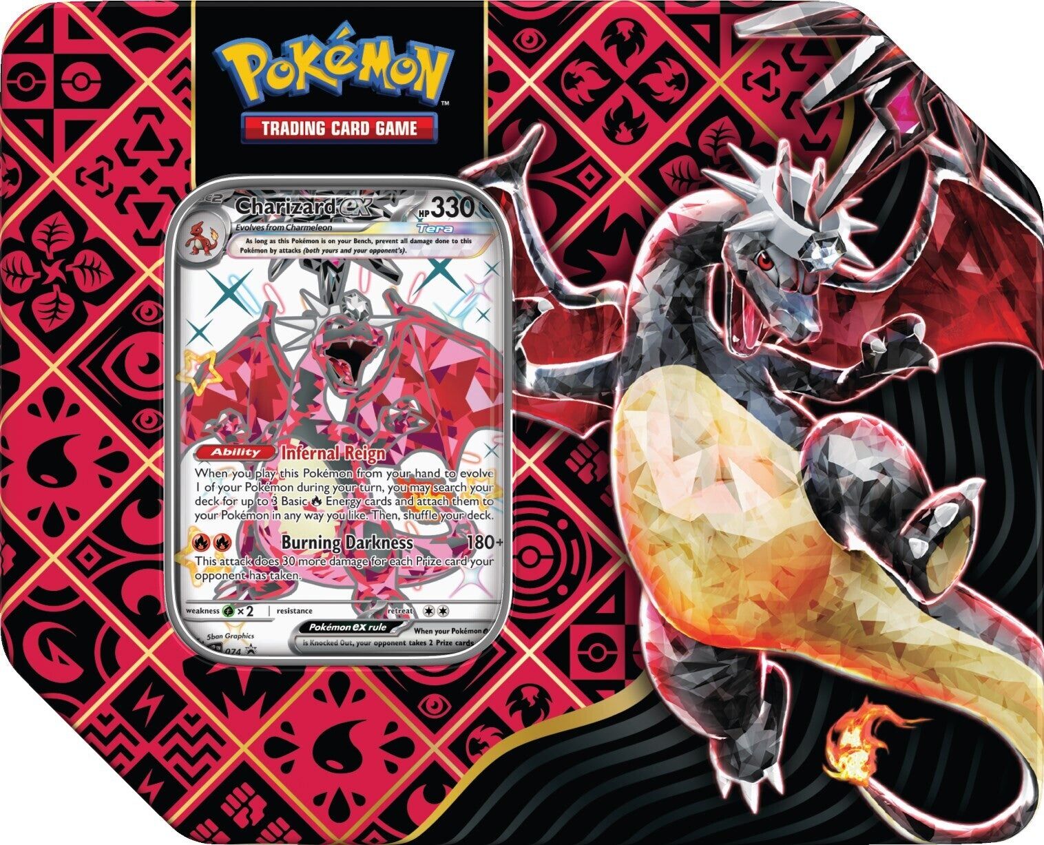 Pokémon TCG: Paldean Fates Charizard EX Tin (5 Packs) - EN Pokémon TCG: Paldean Fates Charizard EX Tin (5 Packs) - EN