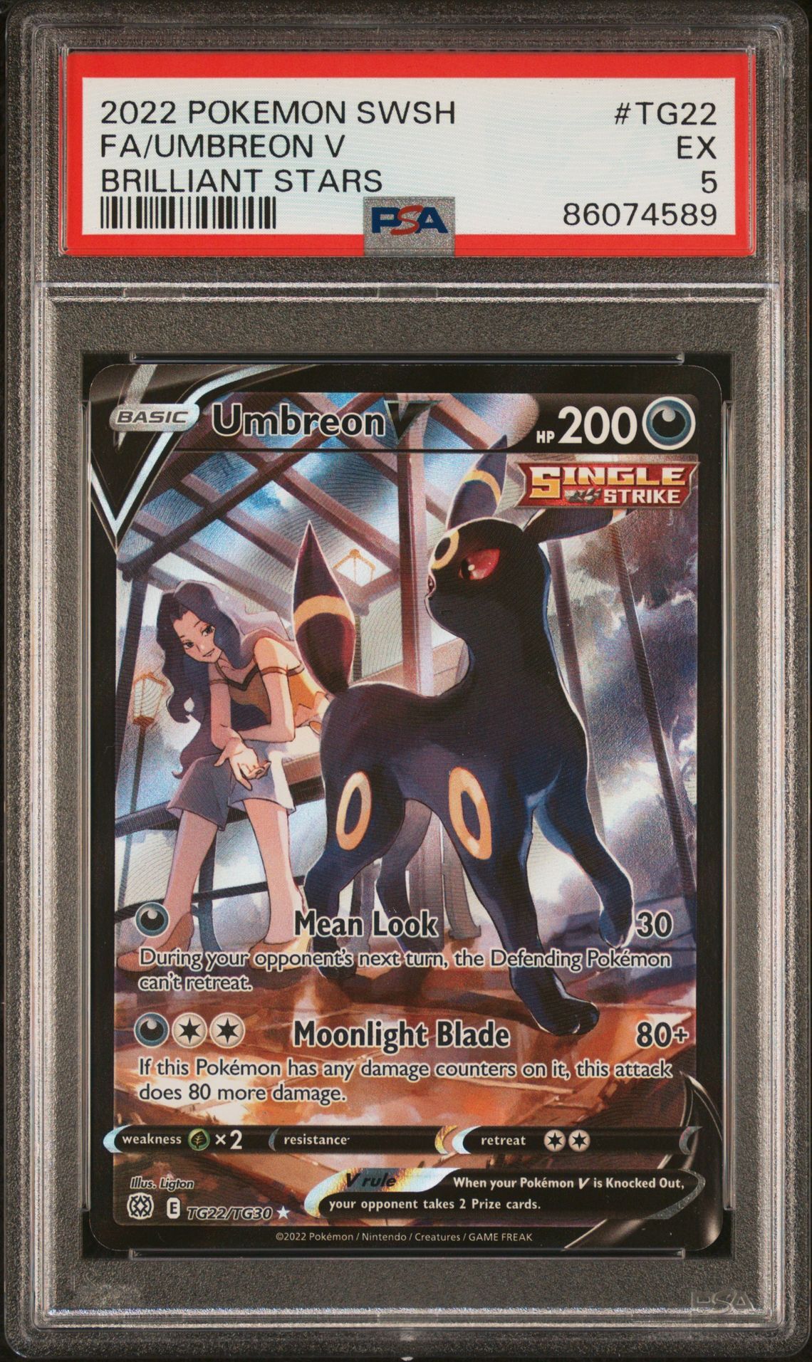 2022 POKEMON SWORD & SHIELD BRILLIANT STARS TG22 FULL ART/UMBREON V - PSA 5 EX 2022 POKEMON SWORD & SHIELD BRILLIANT STARS TG22 FULL ART/UMBREON V - PSA 5 EX