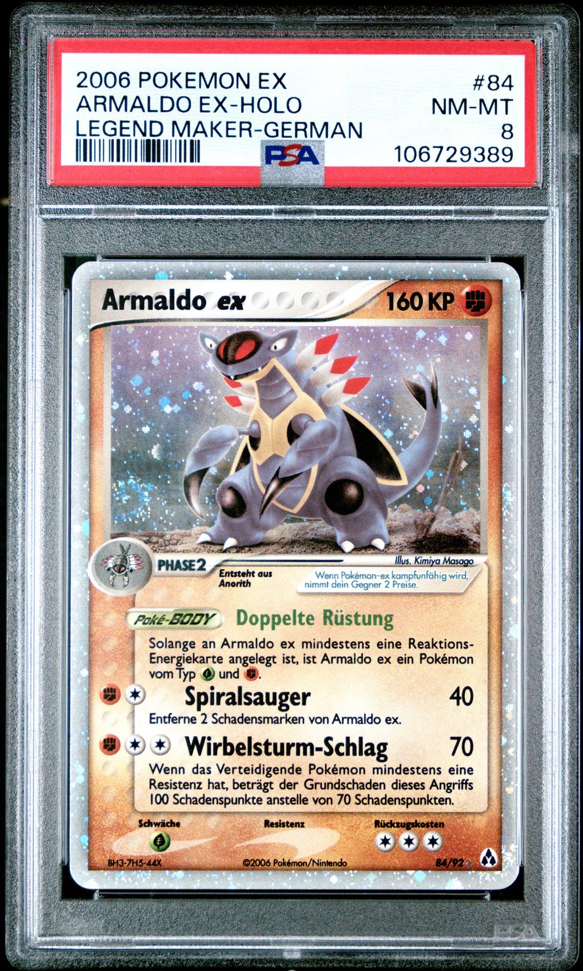 2006 POKEMON EX LEGEND MAKER 84 ARMALDO EX-HOLO GERMAN - PSA 8 NM-MT - Pokémon 2006 POKEMON EX LEGEND MAKER 84 ARMALDO EX-HOLO GERMAN - PSA 8 NM-MT - Pokémon