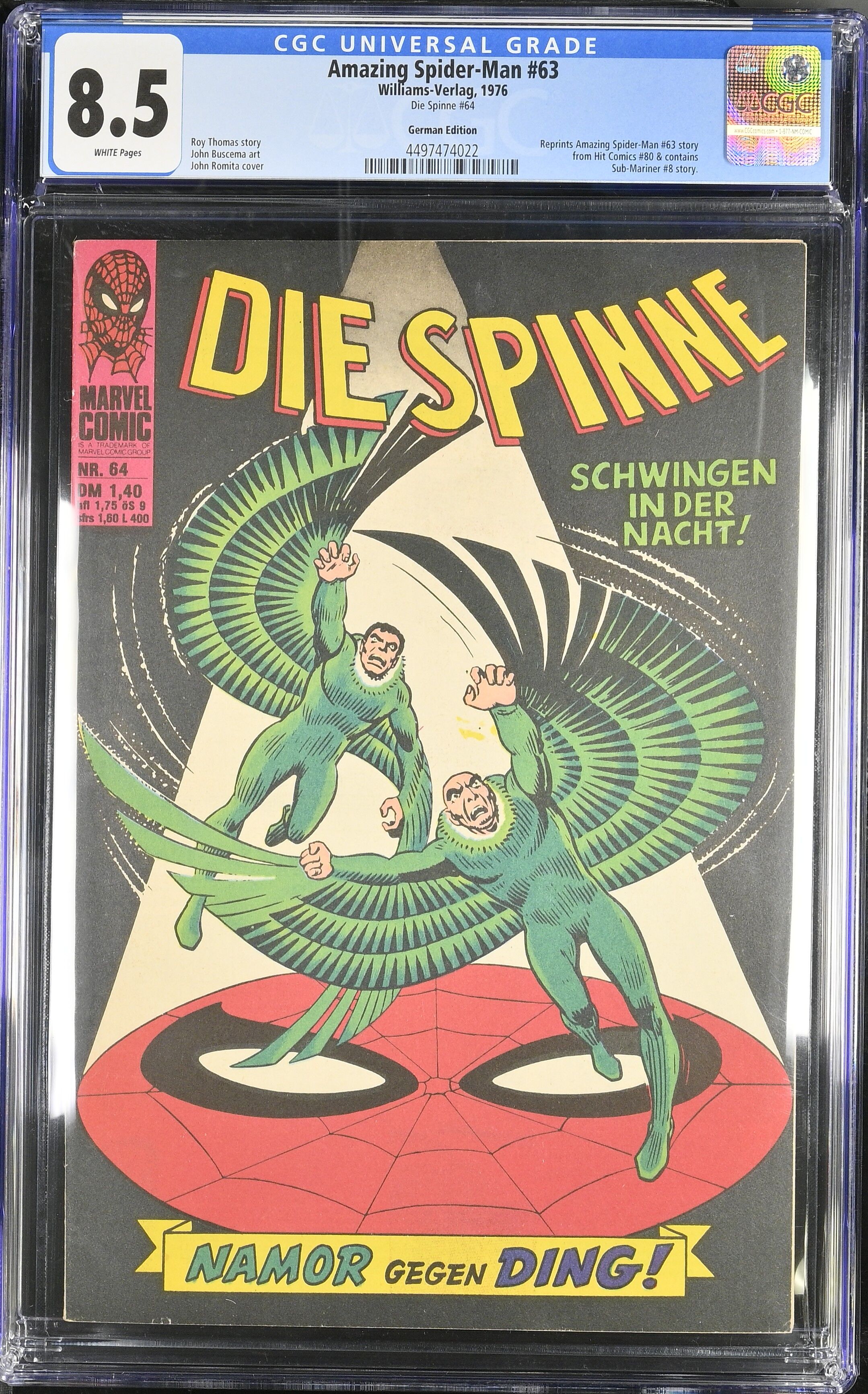 Amazing Spider-Man #63 CGC 8.5 Spinne #64 Williams Amazing Spider-Man #63 CGC 8.5 Spinne #64 Williams
