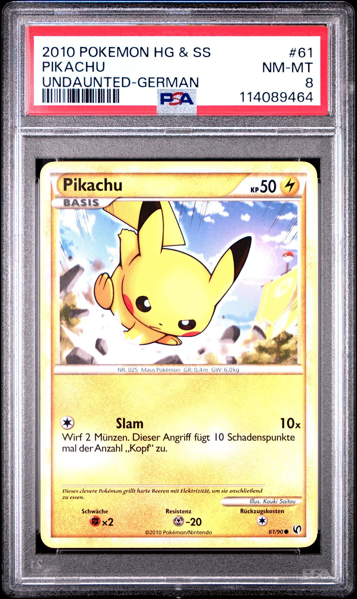 2010 POKEMON HEARTGOLD & SOULSILVER UNDAUNTED 61 PIKACHU GERMAN - PSA 8 NM-MT - Pokémon 2010 POKEMON HEARTGOLD & SOULSILVER UNDAUNTED 61 PIKACHU GERMAN - PSA 8 NM-MT - Pokémon