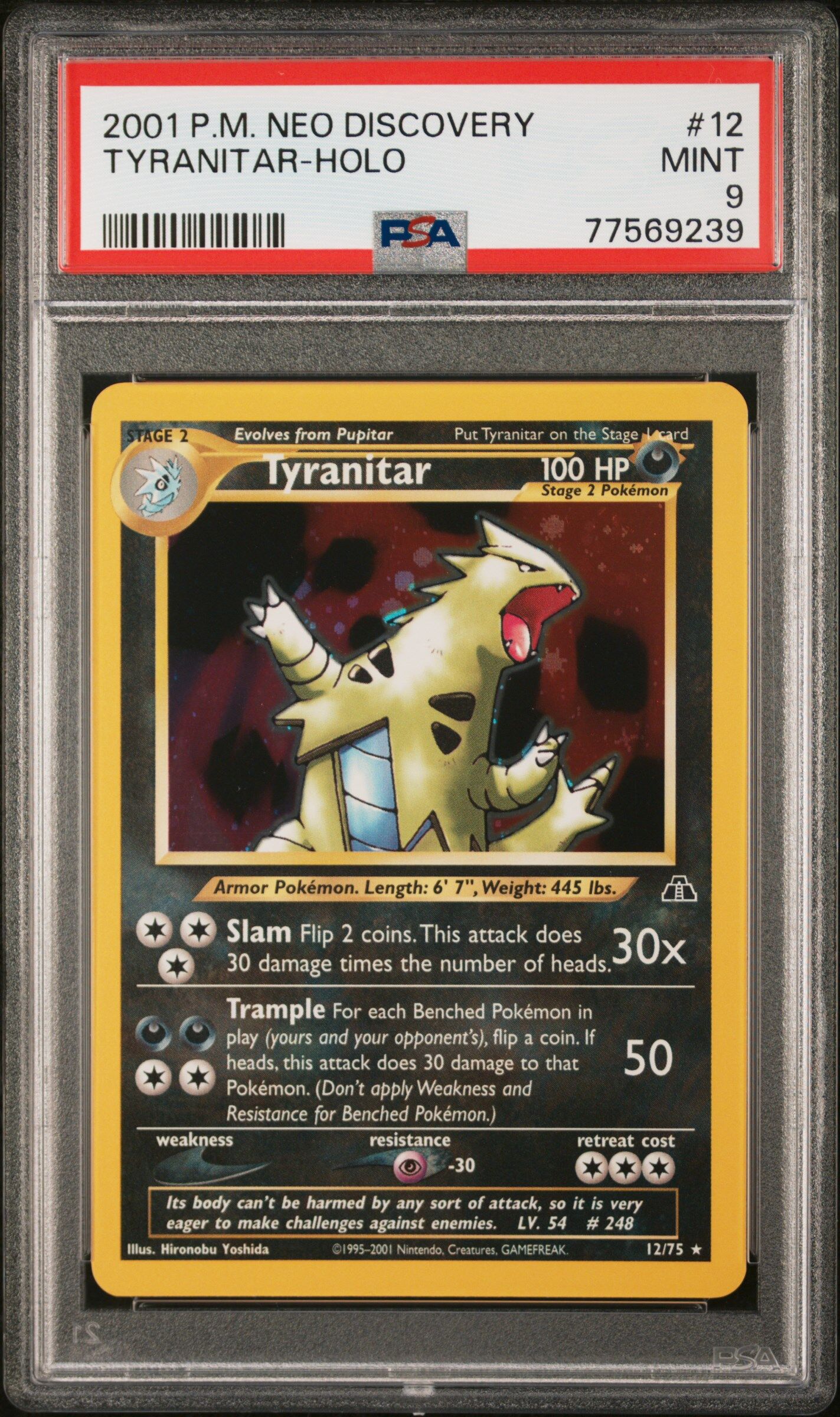 Tyranitar 12/75 - Neo Discovery - Holo Rare - PSA 9 MINT- Pokémon