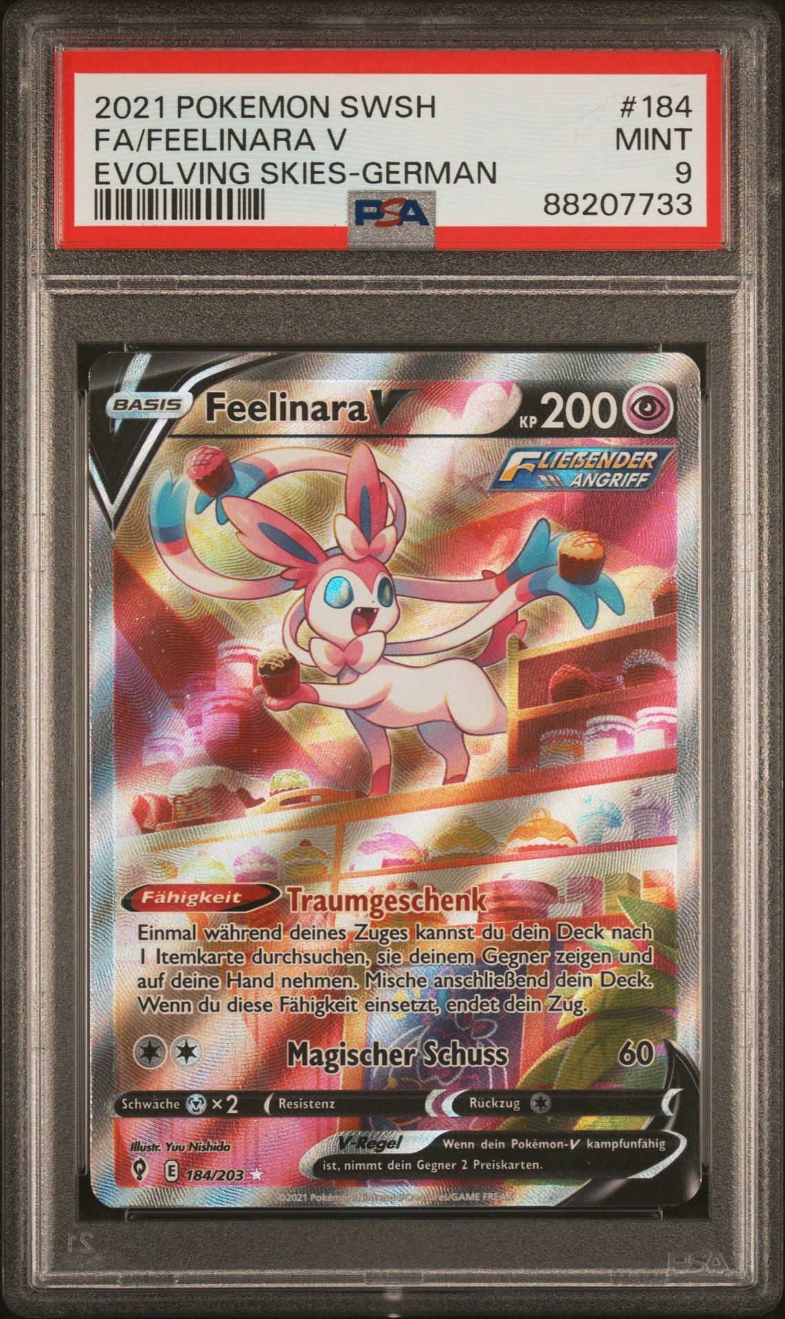 2021 POKEMON SWORD & SHIELD EVOLVING SKIES 184 FULL ART/FEELINARA V GERMAN - PSA 9 MINT - Pokémon 2021 POKEMON SWORD & SHIELD EVOLVING SKIES 184 FULL ART/FEELINARA V GERMAN - PSA 9 MINT - Pokémon