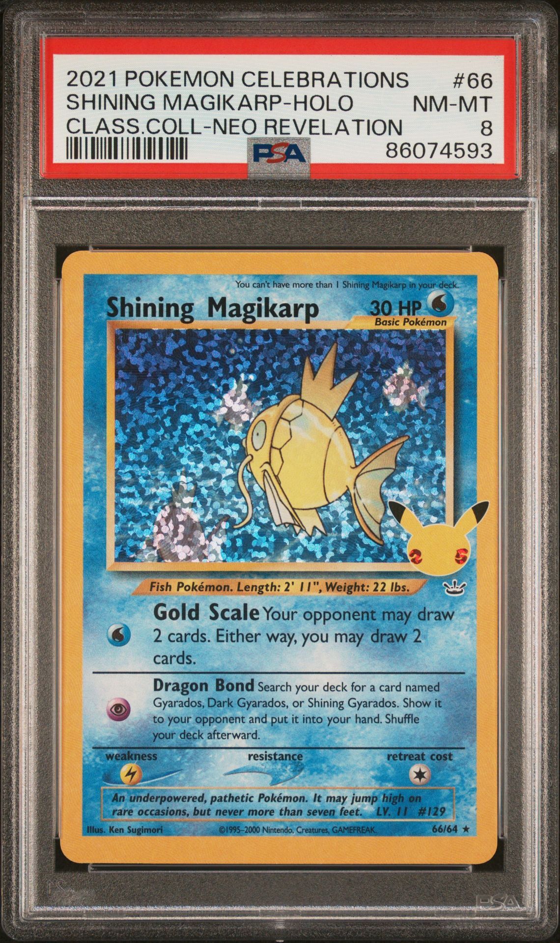 2021 POKEMON CELEBRATIONS CLASSIC COLLECTION 66 SHINING MAGIKARP-HOLO - PSA 8 NM-MT