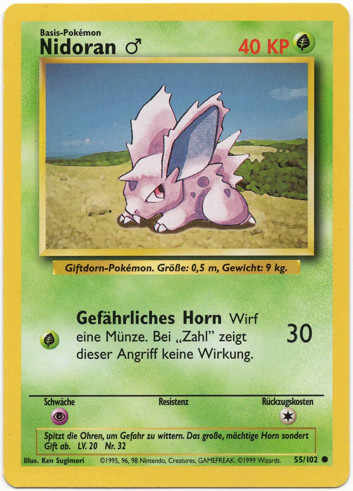 nidoran-55-102-pokemon-tcg-moderately-played Nidoran ♂ - 55/102 - Pokémon TCG - Moderately Played