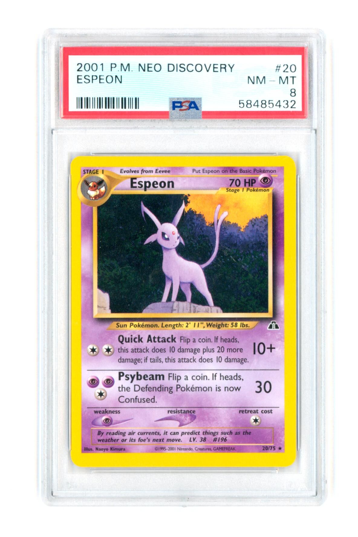 Espeon 20/75 - Neo Discovery - 2001 - PSA 8 NM-MT - Pokémon Espeon 20/75 - Neo Discovery - 2001 - PSA 8 NM-MT - Pokémon