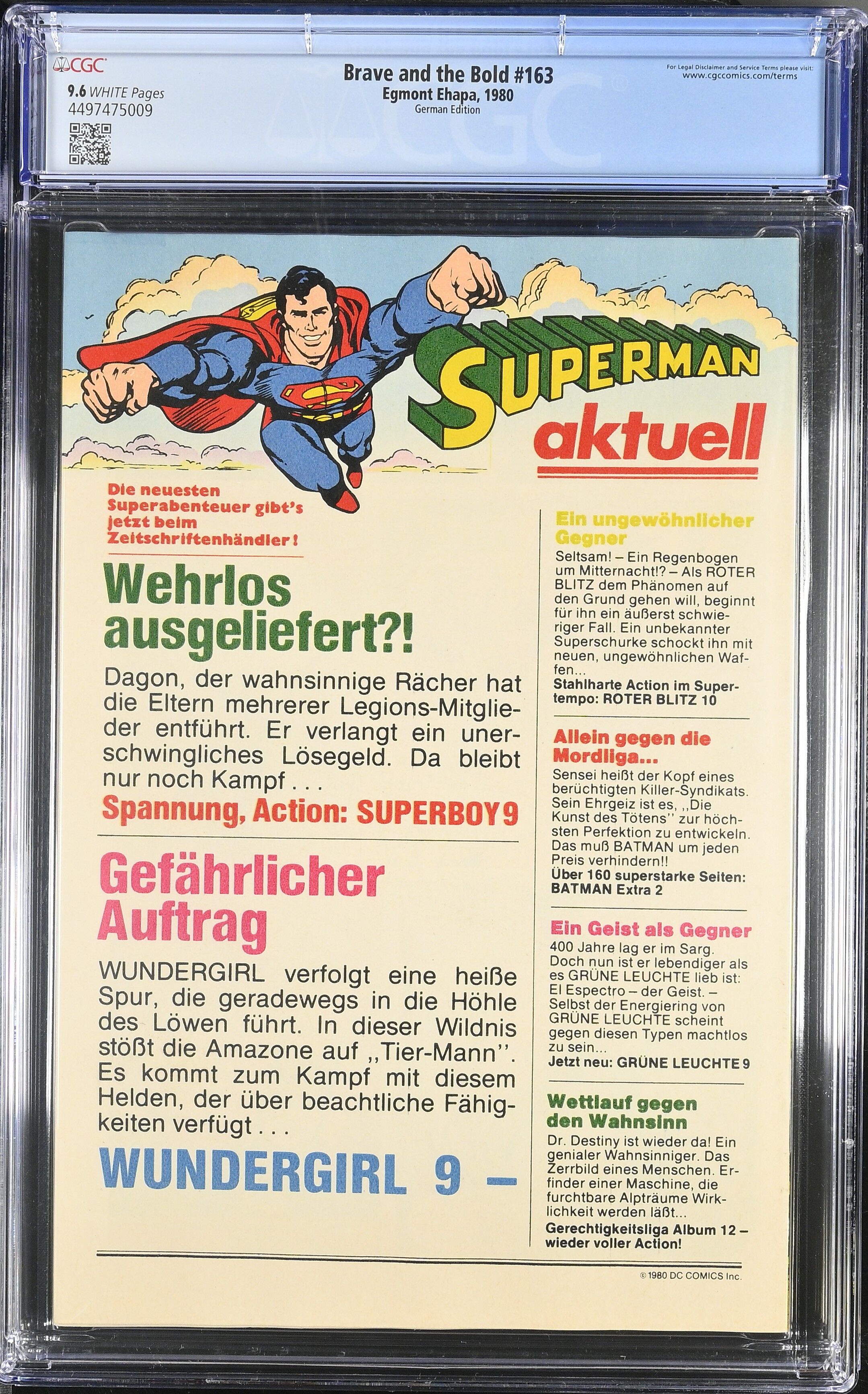 Brave and the Bold #163 CGC 9.6 Batman Sonderheft #19 Ehapa Top Pop!
