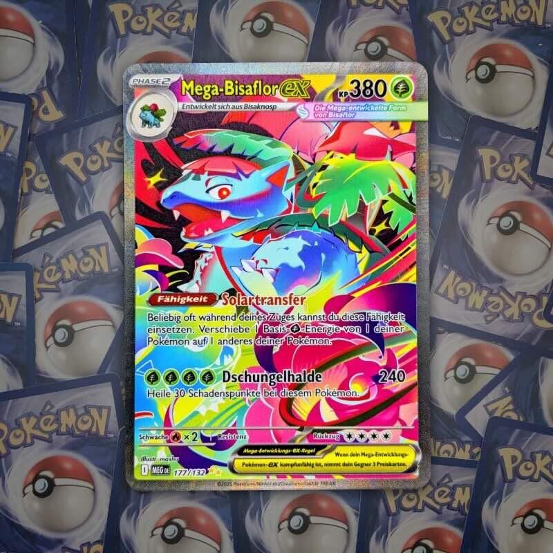 German Pokémon card Mega-Bisaflor ex (Mega Venusaur ex) with 380 HP, one of the playable cards with the most HP