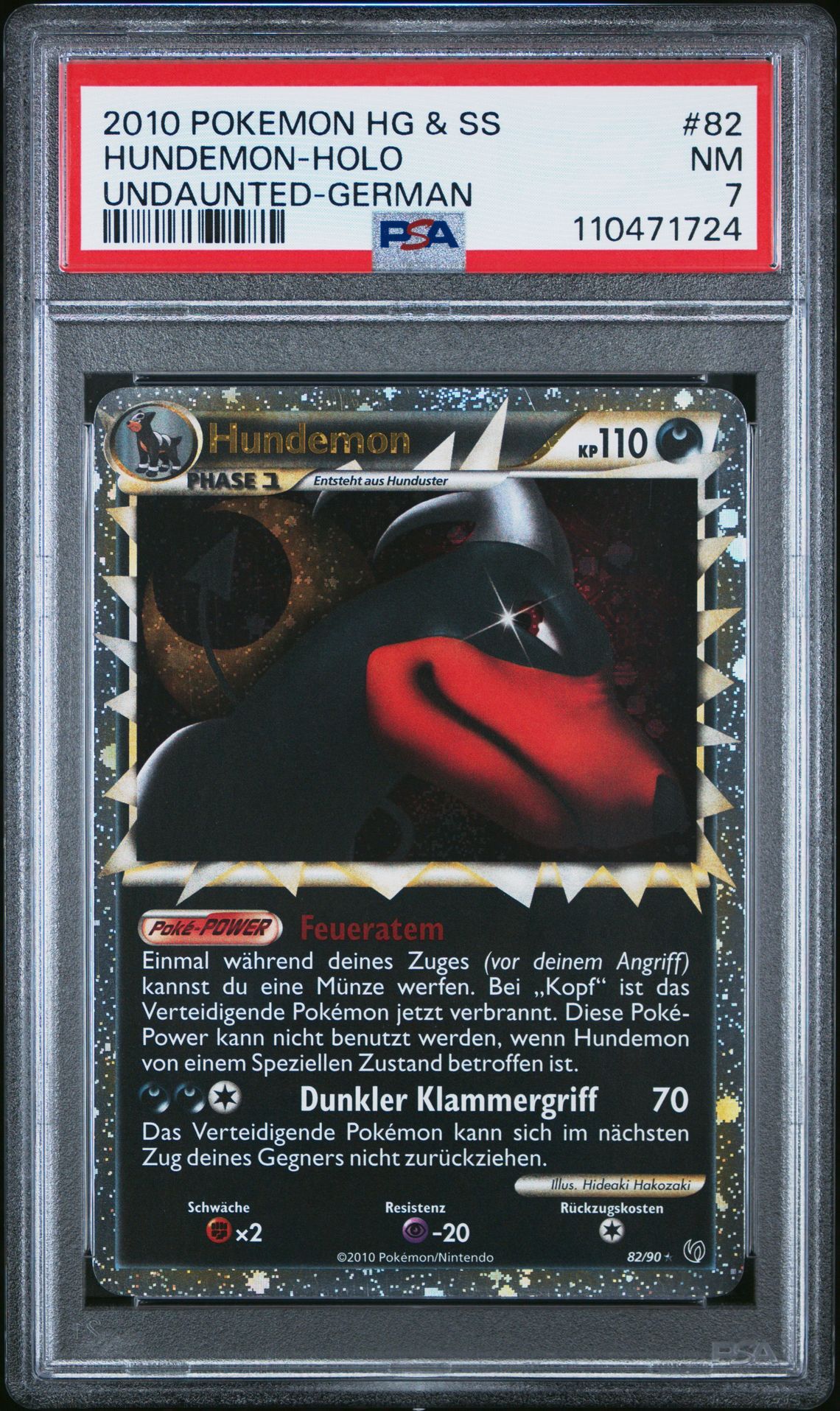 2010 POKEMON HEARTGOLD & SOULSILVER UNDAUNTED 82 HUNDEMON-HOLO GERMAN - PSA 7 NM - Pokémon 2010 POKEMON HEARTGOLD & SOULSILVER UNDAUNTED 82 HUNDEMON-HOLO GERMAN - PSA 7 NM - Pokémon