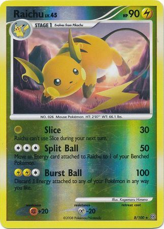 Raichu - 8/100 - Reverse Holo - EN