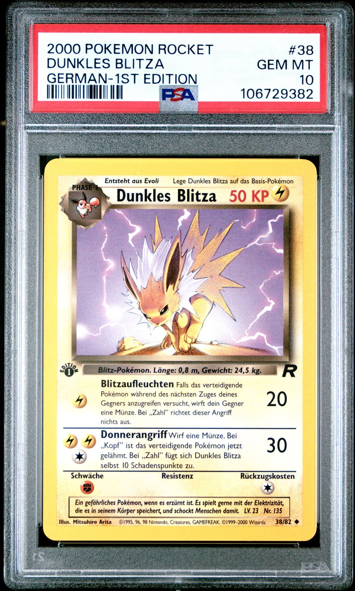 2000 POKEMON ROCKET 38 DUNKLES BLITZA GERMAN-1ST EDITION - PSA 10 GEM-MT - Pokémon 2000 POKEMON ROCKET 38 DUNKLES BLITZA GERMAN-1ST EDITION - PSA 10 GEM-MT - Pokémon
