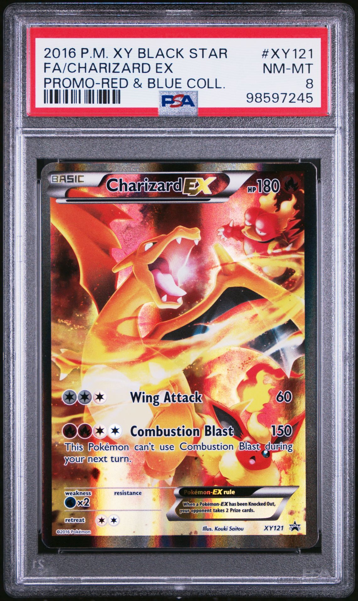 2016 POKEMON XY BLACK STAR PROMO XY121 FULL ART/CHARIZARD EX RED & BLUE COLLECTION - PSA 8 NM-MT - Pokémon 2016 POKEMON XY BLACK STAR PROMO XY121 FULL ART/CHARIZARD EX RED & BLUE COLLECTION - PSA 8 NM-MT - Pokémon