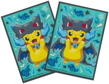 Pokemon Center 2017 Poncho-Wearing Pikachu Mega Charizard (Blue) 64ct Sleeves