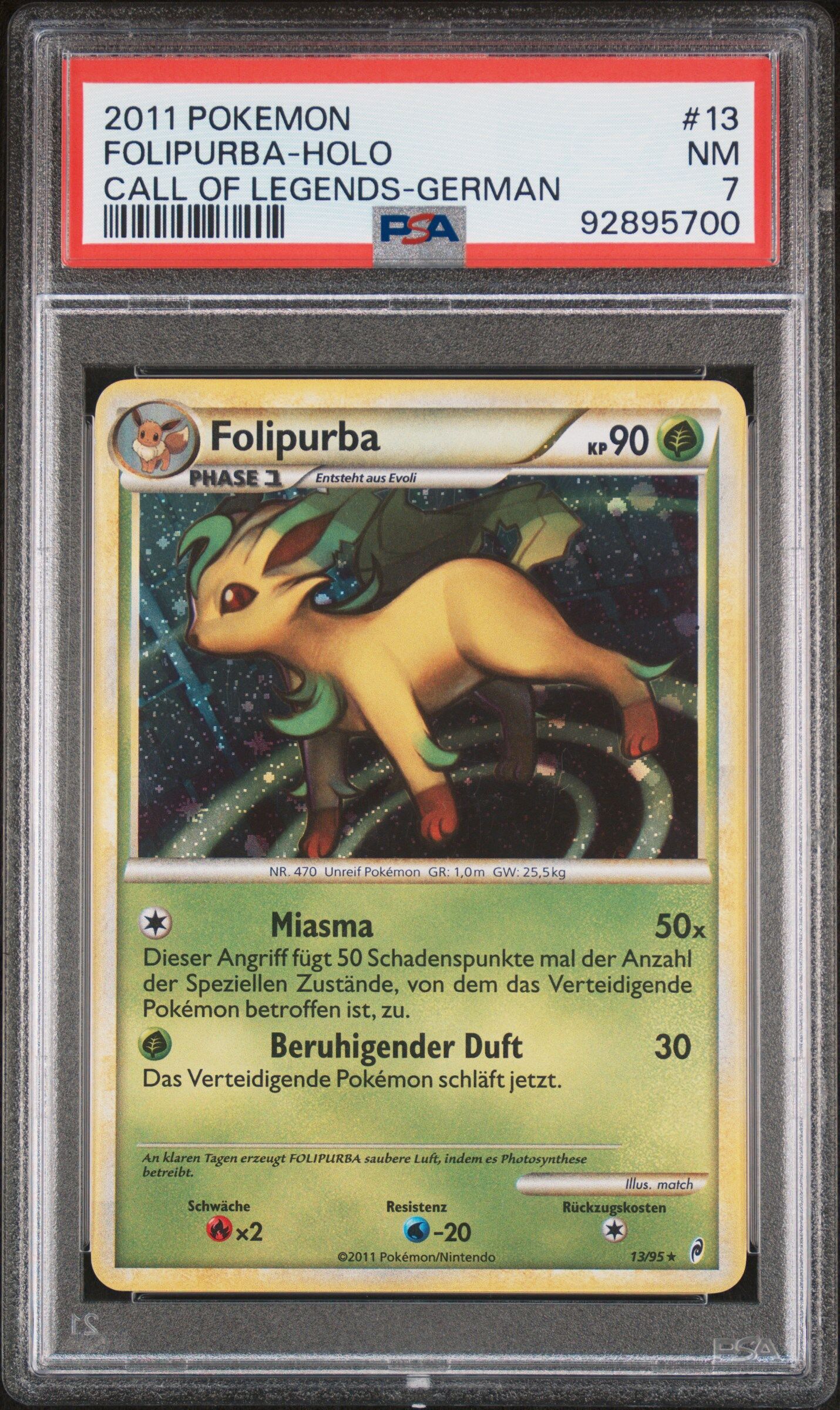 2011 POKEMON CALL OF LEGENDS 13 FOLIPURBA-HOLO GERMAN - PSA 7 NM - Pokémon 2011 POKEMON CALL OF LEGENDS 13 FOLIPURBA-HOLO GERMAN - PSA 7 NM - Pokémon