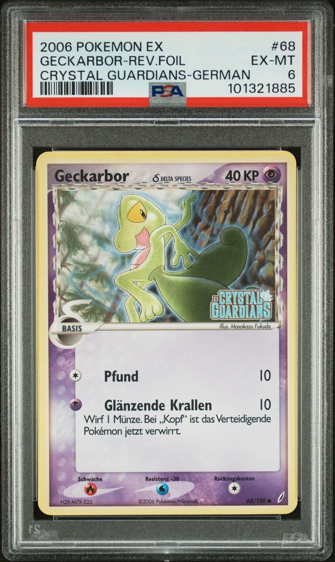 2006 POKEMON EX CRYSTAL GUARDIANS 68 GECKARBOR-REVERSE FOIL GERMAN - PSA 6 EX-MT - Pokémon