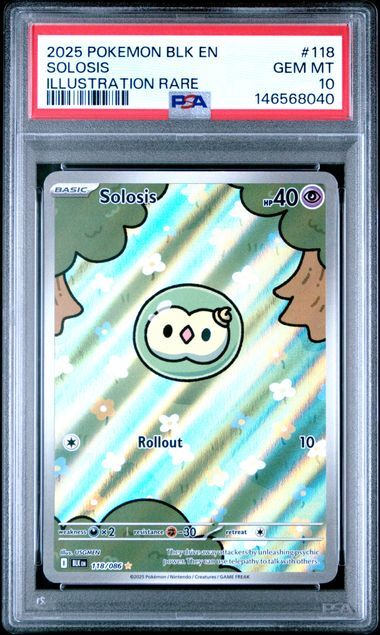 Solosis #118 - blk en Black Bolt - PSA 10 GEM-MT - Pokemon Solosis #118 - blk en Black Bolt - PSA 10 GEM-MT - Pokemon