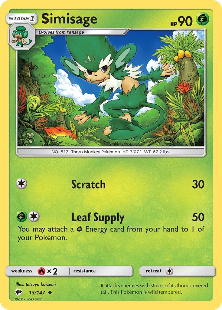 Simisage - 13/147 - Pokémon TCG - Lightly Played - EN