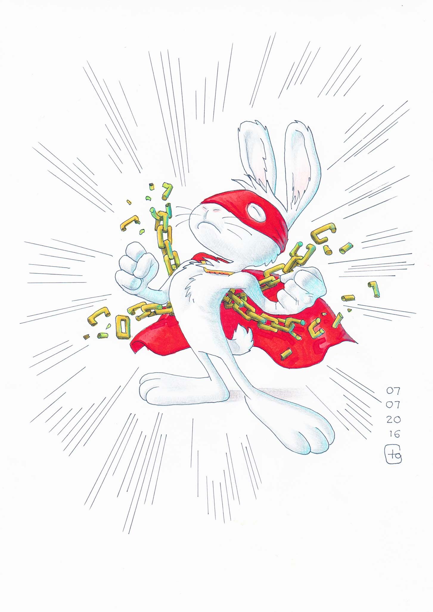 geissmann_super_bunny_neal_adams_2016 Super Bunny Originalzeichnung
