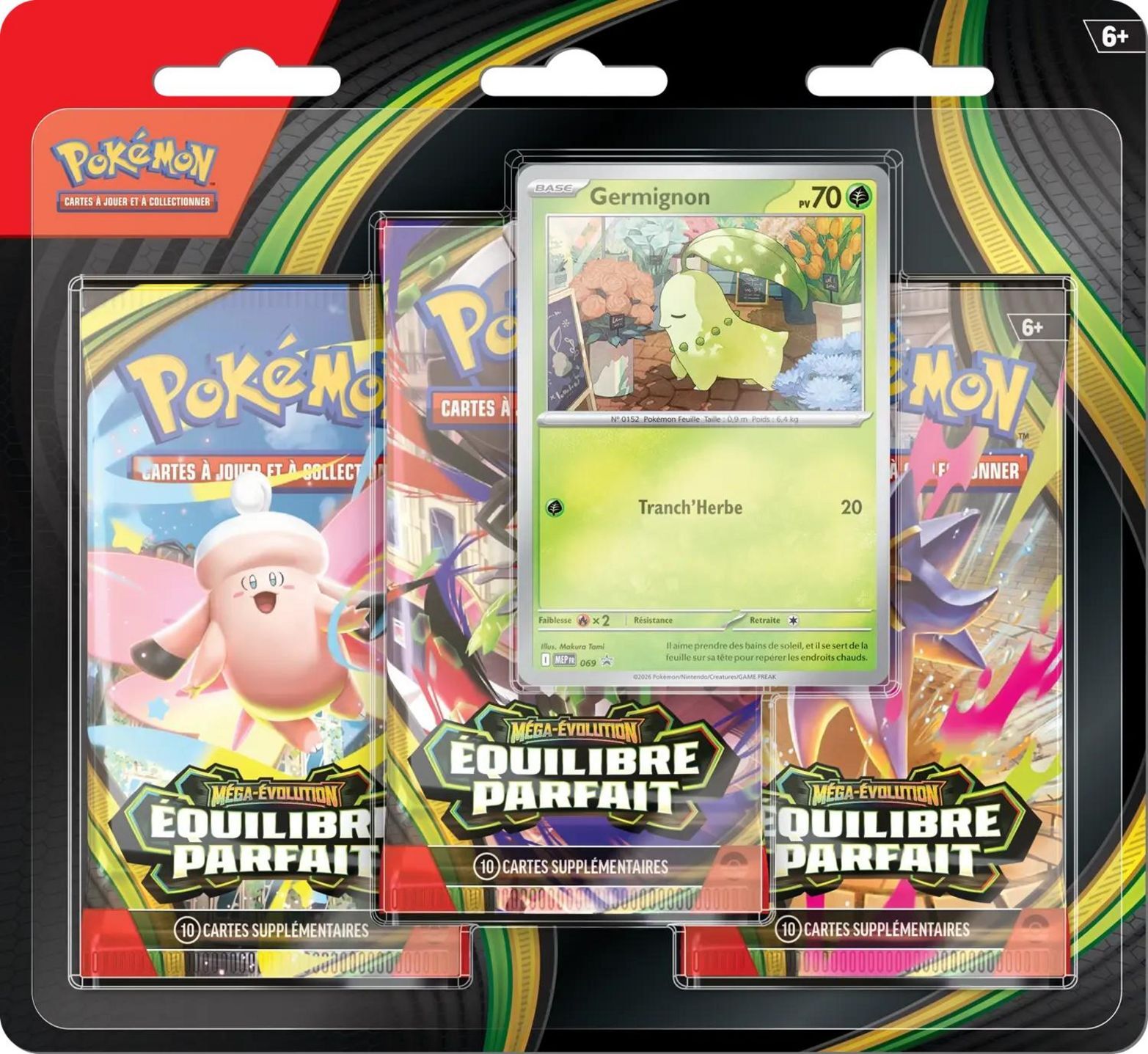 Pokémon JCC: Méga-Évolution (ME03) - Triple Booster Pack Équilibre Parfait Germignon - FR Pokémon JCC: Méga-Évolution (ME03) - Triple Booster Pack Équilibre Parfait Germignon - FR