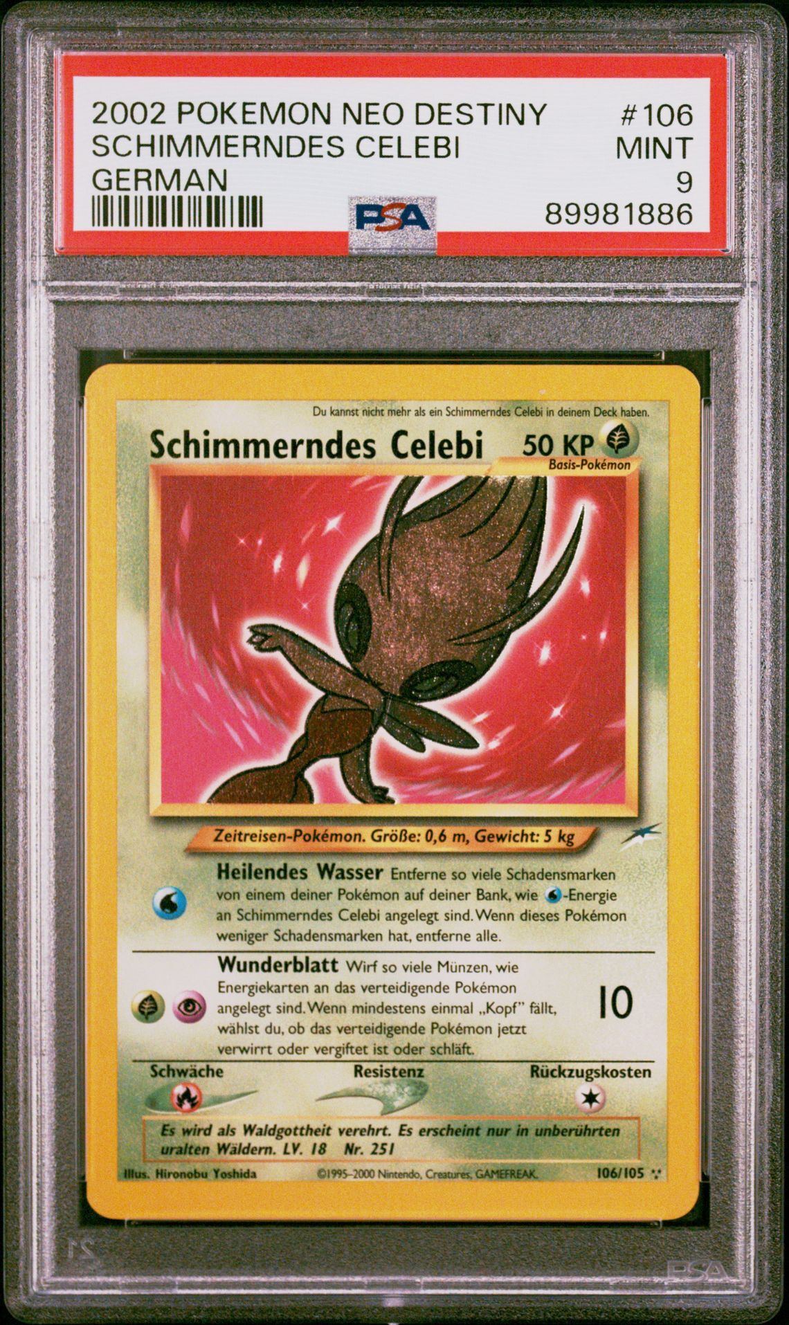 2002 POKEMON NEO DESTINY 106 SCHIMMERNDES CELEBI GERMAN - PSA 9 MINT - Pokémon 2002 POKEMON NEO DESTINY 106 SCHIMMERNDES CELEBI GERMAN - PSA 9 MINT - Pokémon