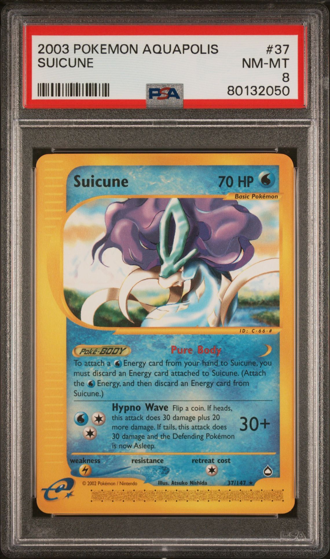 2003 POKEMON AQUAPOLIS 37 SUICUNE - PSA 8 NM-MT 2003 POKEMON AQUAPOLIS 37 SUICUNE - PSA 8 NM-MT