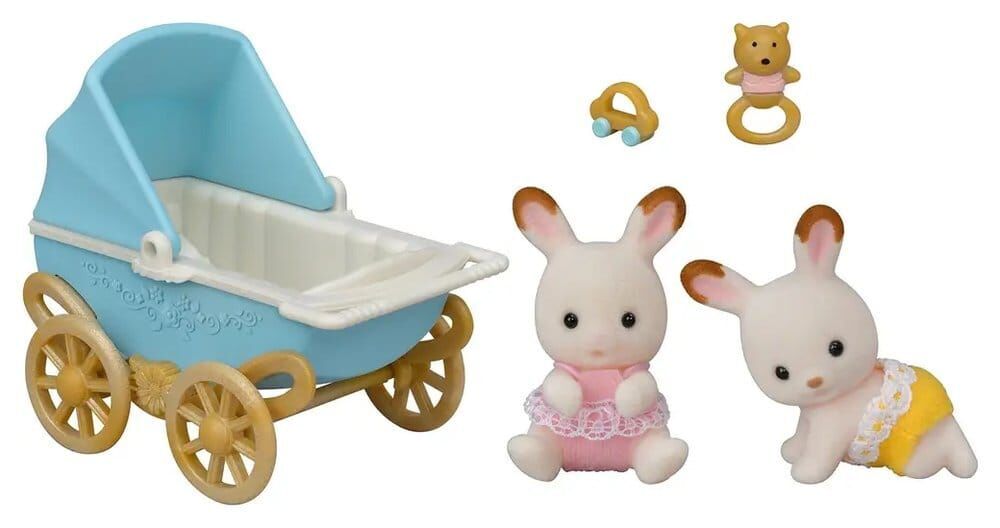 Sylvanian Families: Schokoladenhasen Zwillinge mit Kinderwagen Set