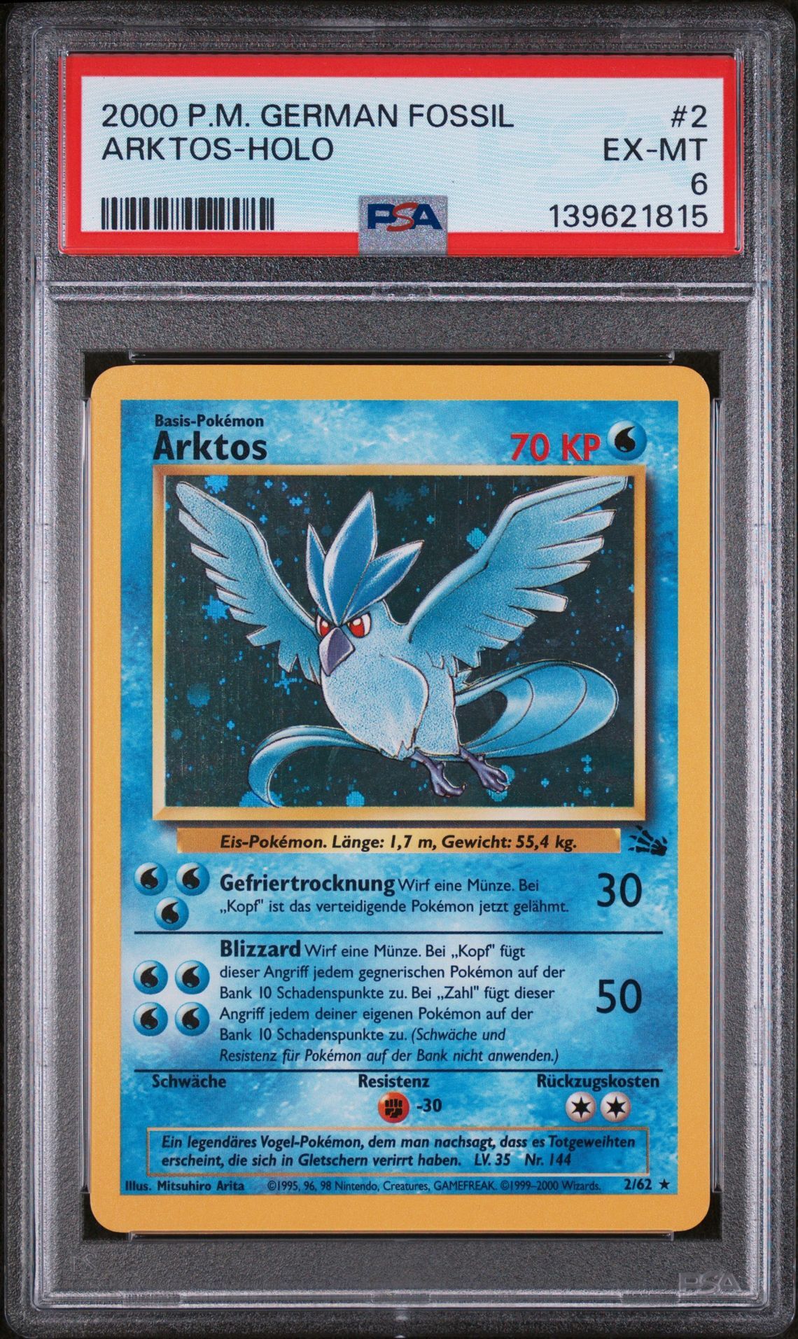 2000 POKEMON GERMAN FOSSIL #2 ARKTOS-HOLO - EX-MT 6 - Pokemon 2000 POKEMON GERMAN FOSSIL #2 ARKTOS-HOLO - EX-MT 6 - Pokemon