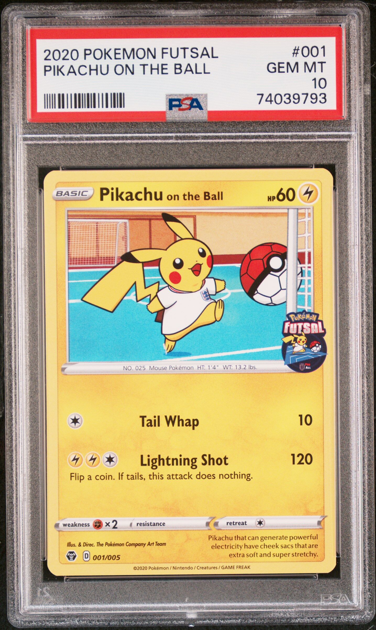 Pikachu on the Ball 001/005 - Futsal Promo - PSA 10 GEM MT - Pokémon