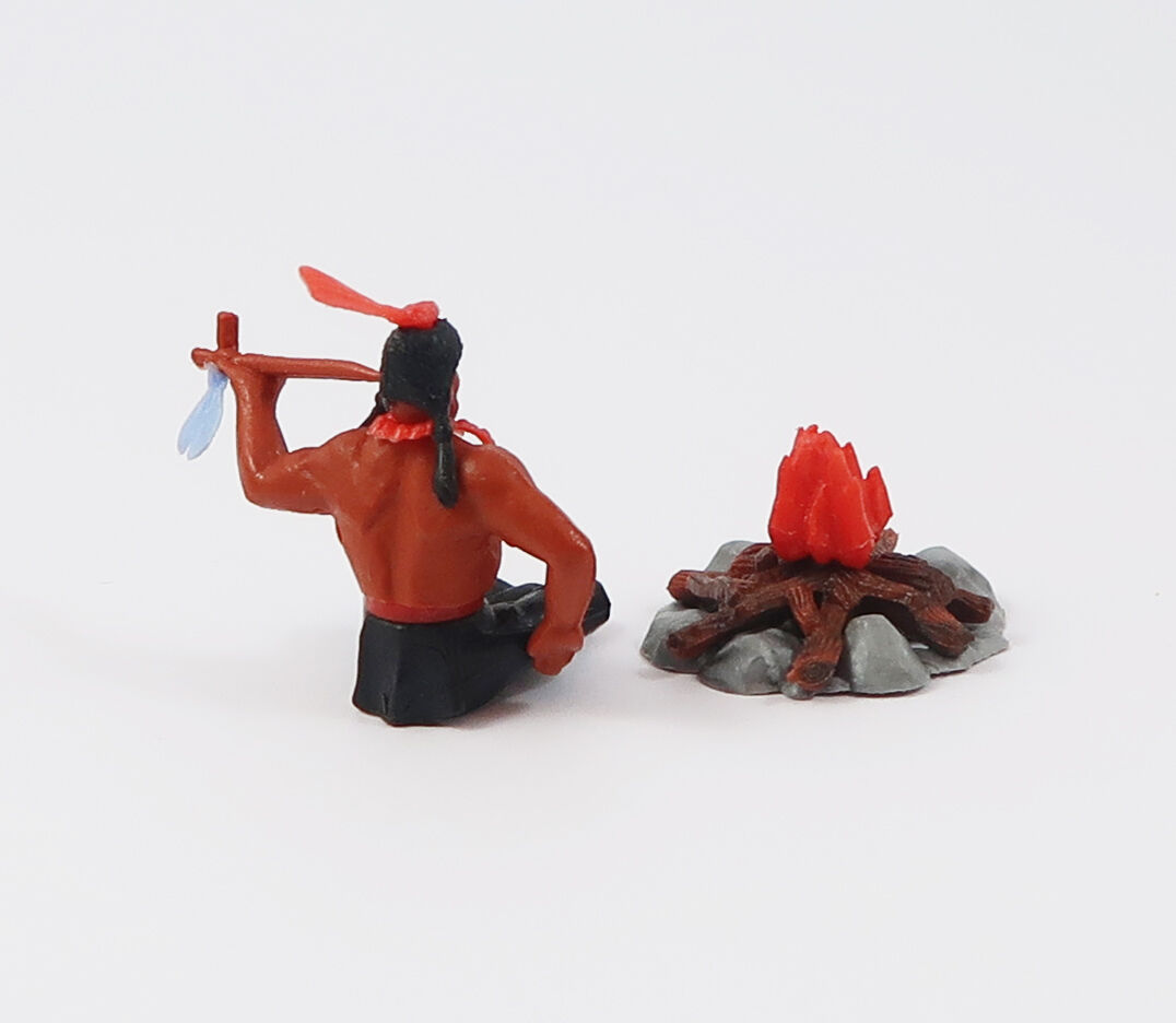 Timpo Indianer mit Friedenspfeife am Lagerfeuer