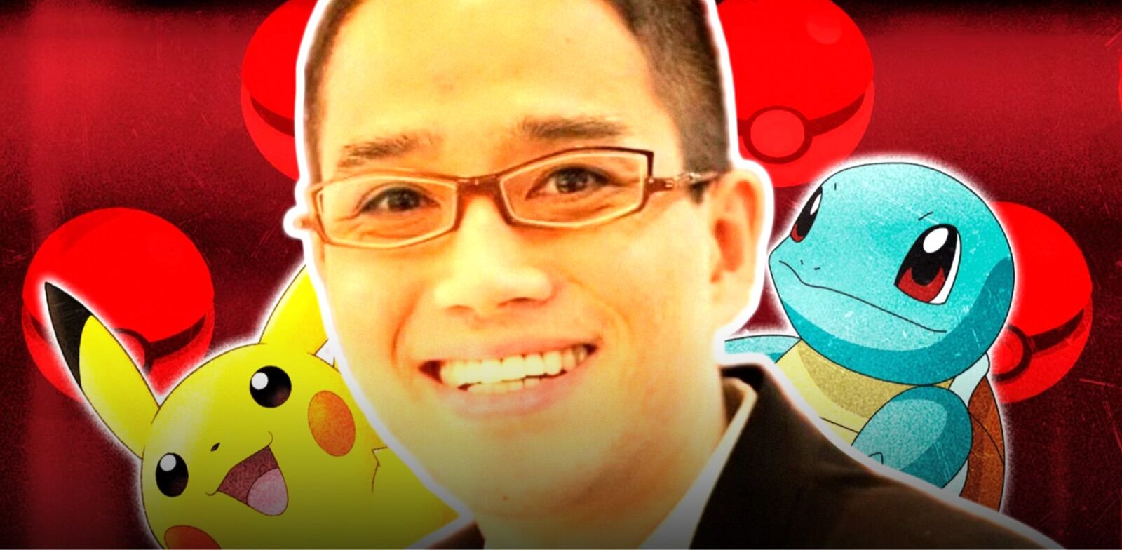 Satoshi Tajiri, inventeur de Pokémon, entre Pikachu et Carapuce