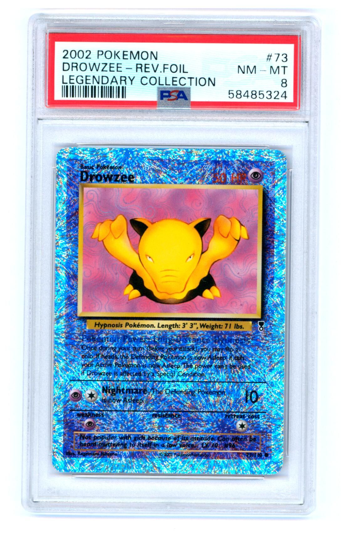 Drowzee 73/110 - Legendary Collection - Reverse Holo - PSA 8 NM-MT - Pokémon