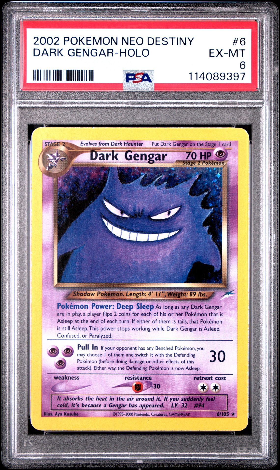 2002 POKEMON NEO DESTINY 6 DARK GENGAR-HOLO - PSA 6 EX-MT - Pokémon