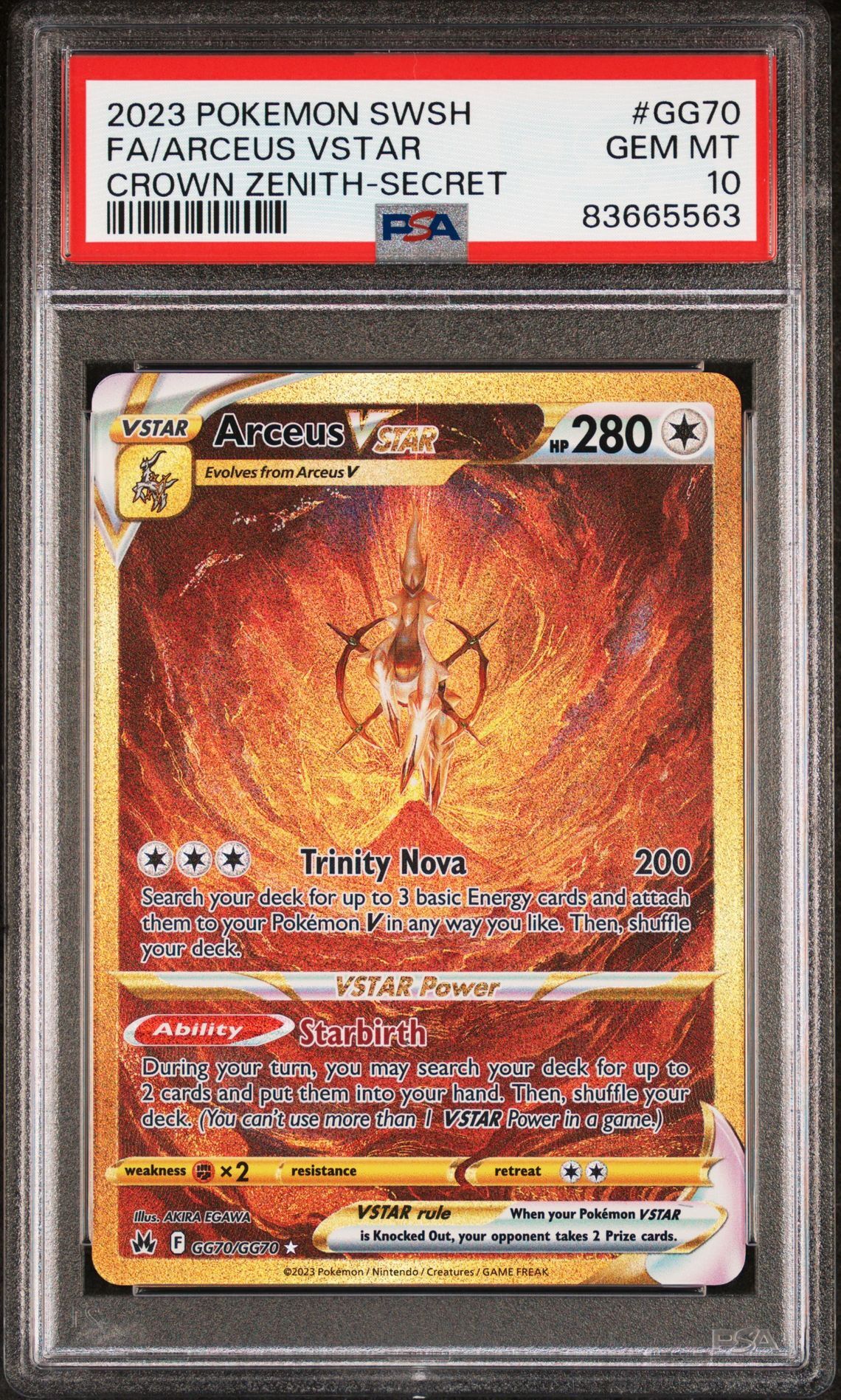 2023 POKEMON SWORD AND SHIELD CROWN ZENITH GG70 FULL ART/ARCEUS VSTAR SECRET - PSA 10 GEM-MT 2023 POKEMON SWORD AND SHIELD CROWN ZENITH GG70 FULL ART/ARCEUS VSTAR SECRET - PSA 10 GEM-MT