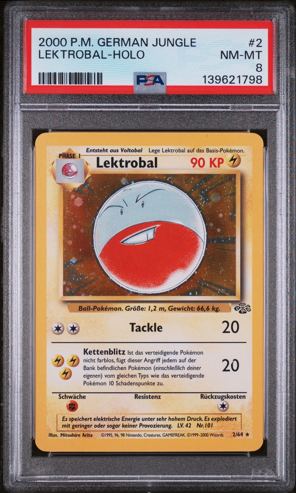 2000 POKEMON GERMAN JUNGLE #2 LEKTROBAL-HOLO - PSA 8 NM-MT - Pokemon