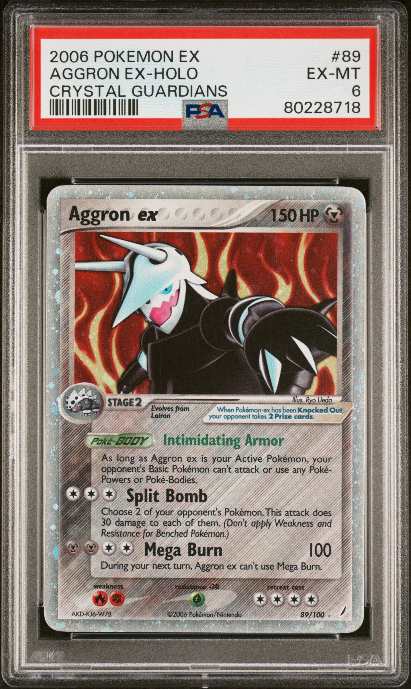 Aggron EX 89/100 - EX Crystal Guardians - PSA 6 EX-MT - Pokémon